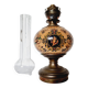 Electrified oil lamp in bronze and hand-painted Gien earthenware