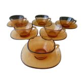 Set of 6 vintage coffee cups in tempered glass Véréco 70s