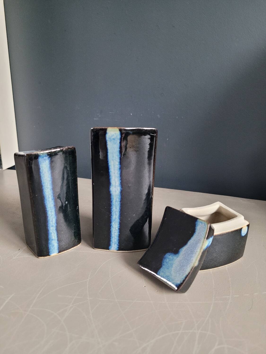 Vintage ceramic salt pepper mustard set