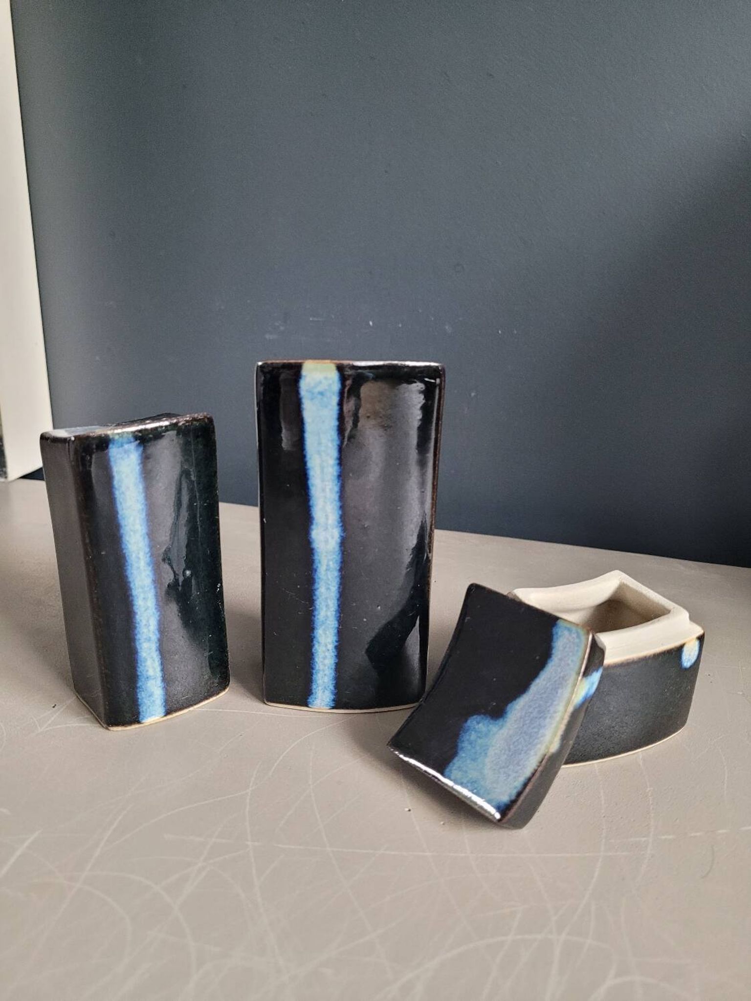 Vintage ceramic salt pepper mustard set