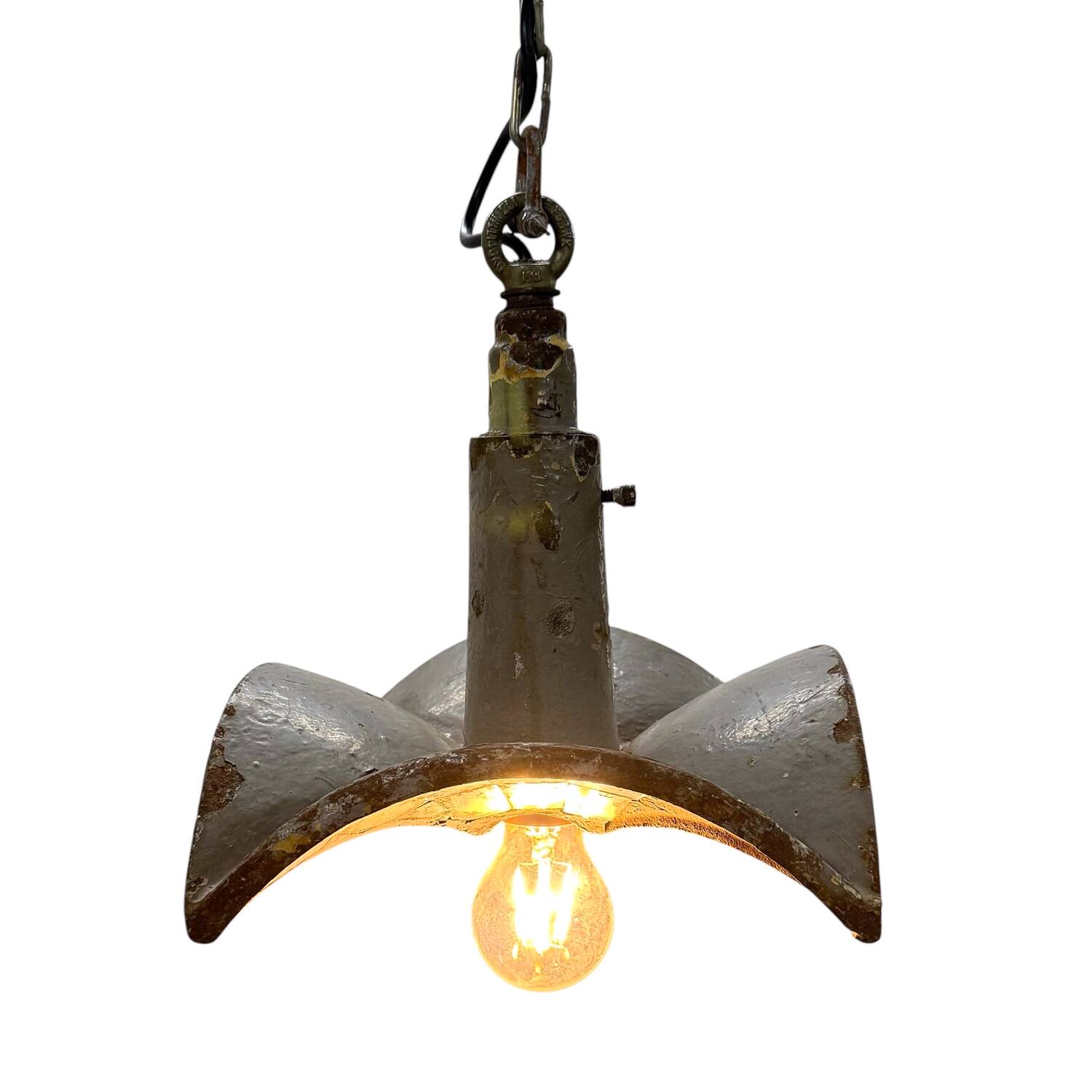 Nr. 1 Vintage industrial mirrored pendant light by Esla