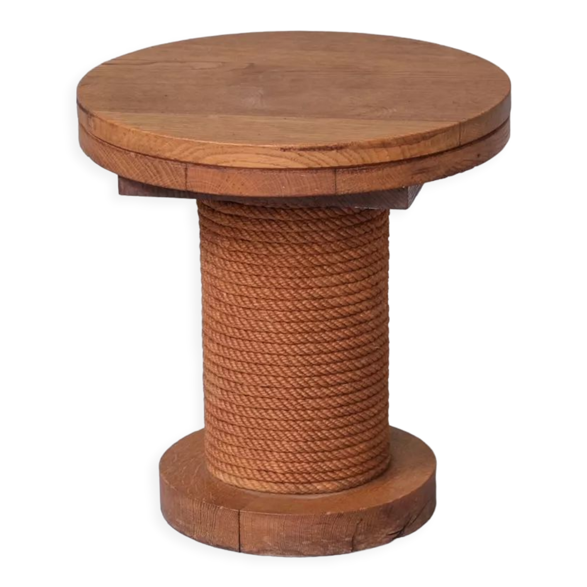 Mid-century rope oak french side table