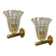 Murano Glass Brass Wall Sconces Set of 2 1980’s