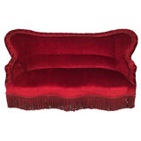 Napoleon III confidant sofa, red velvet trim redone