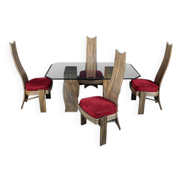 Table à manger américaine du 20e siècle et quatre chaises par mcguire