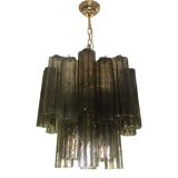Murano style glass chandelier in Fume'Color, set of 2 or a pair of chandeliers