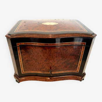 Cigar box in cedar burl and black wood 19th century