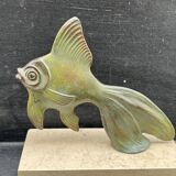 Paire de serre-livres poissons voile de chine art déco