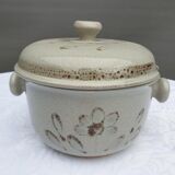 Soup or vinegar sarreguemines morzine 1970 gray floral decoration brown