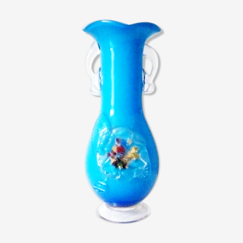 Vase en opaline bleu original