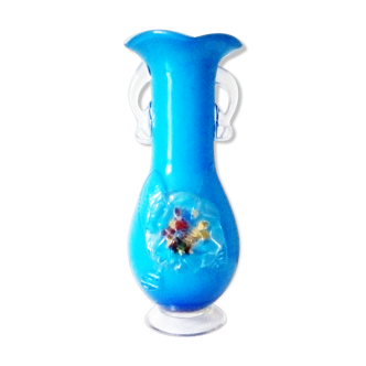 Vase en opaline bleu original