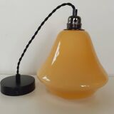 Suspension vintage, opaline jaune.