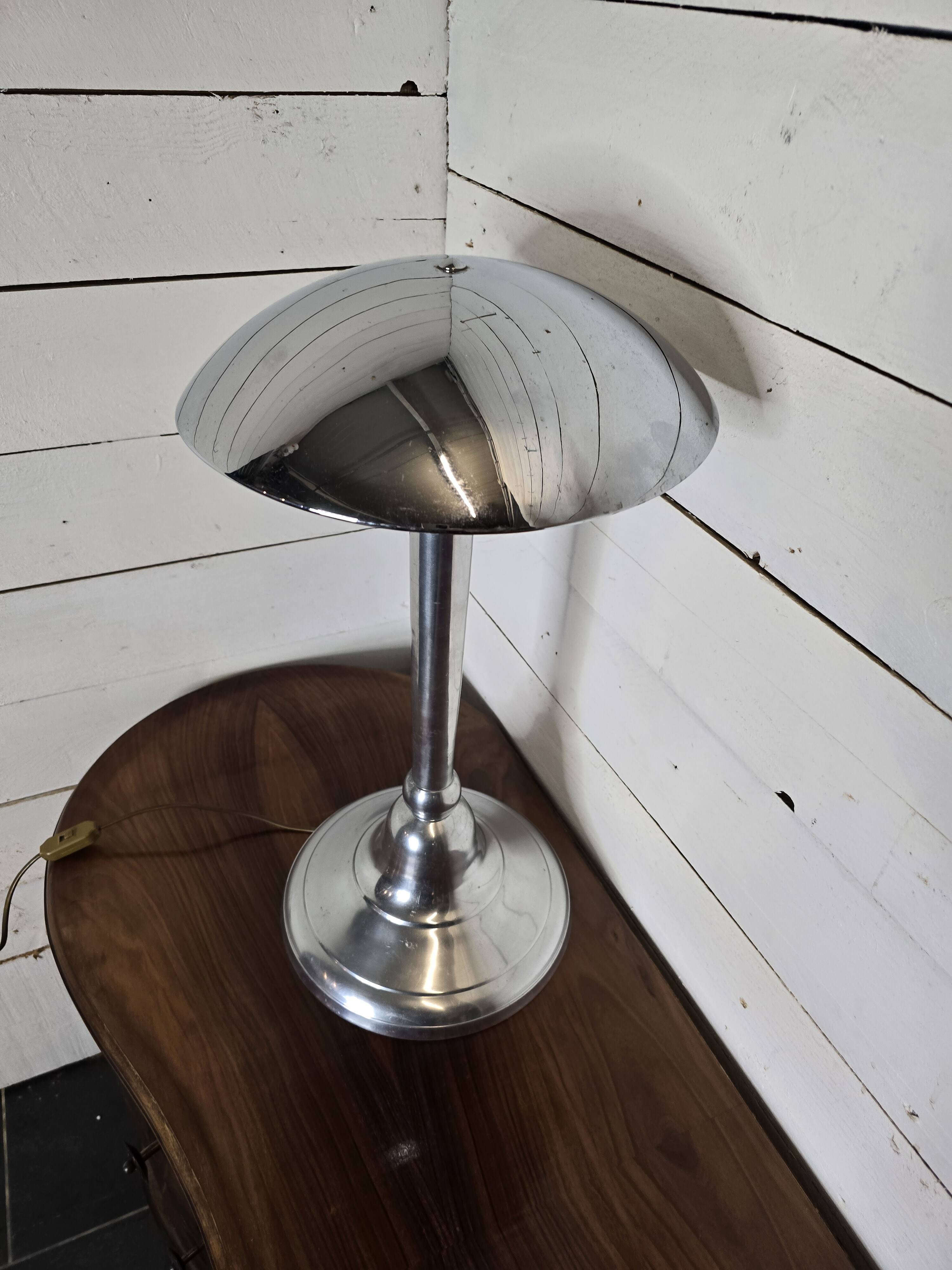 Chromed metal mushroom lamp from the 70s, 58 cm H