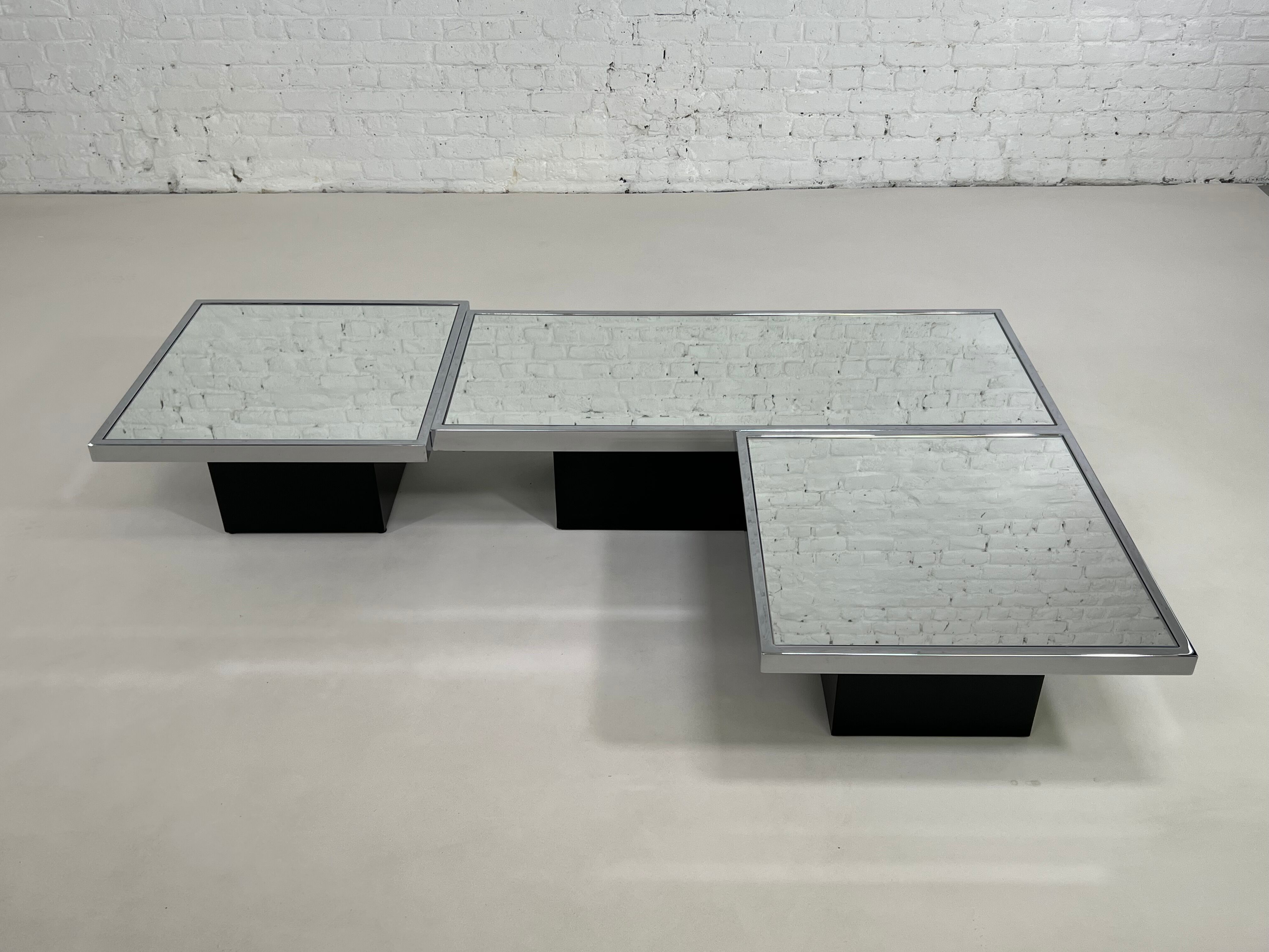 Trio of square and rectangular coffee tables 60s - 70s for Cidue