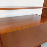 Vintage modular secretary shelf bookcase in teak from the 60s