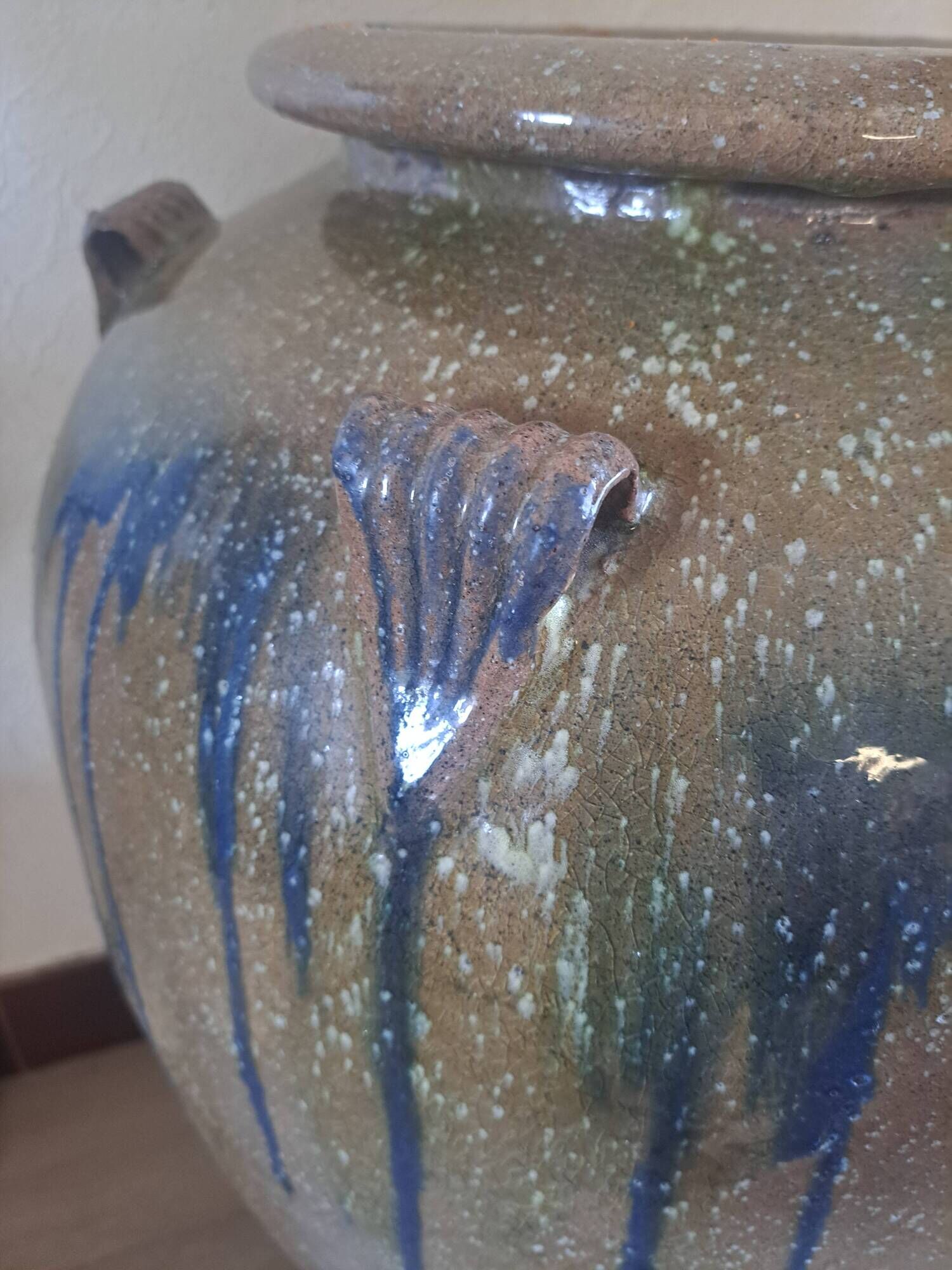 Large ceramic pot ptmd jar lisie natural blue