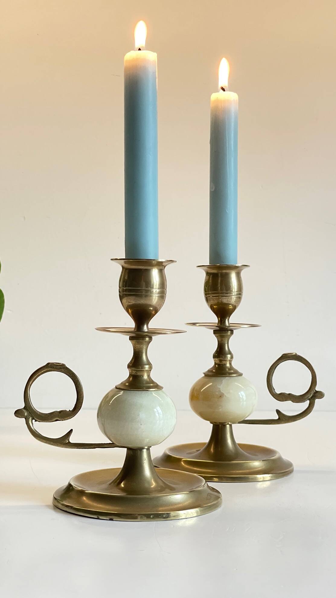 BOUGEOIRS Vintage Onyx Marble and Brass