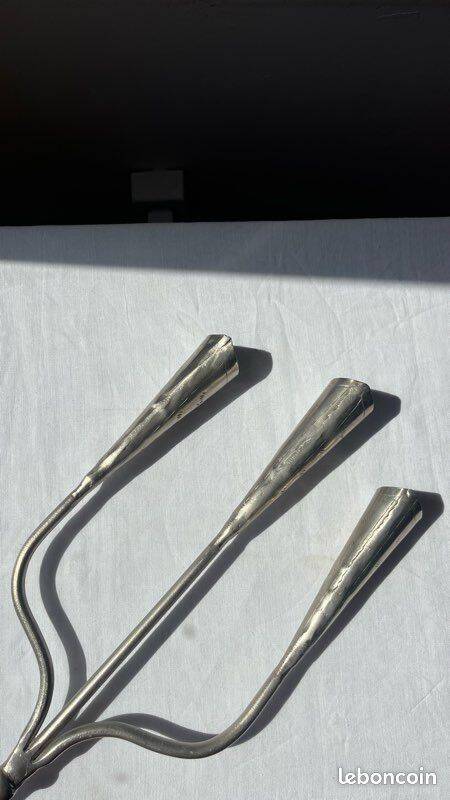 Vintage aluminium candlestick, brutalist style