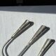 Vintage aluminium candlestick, brutalist style