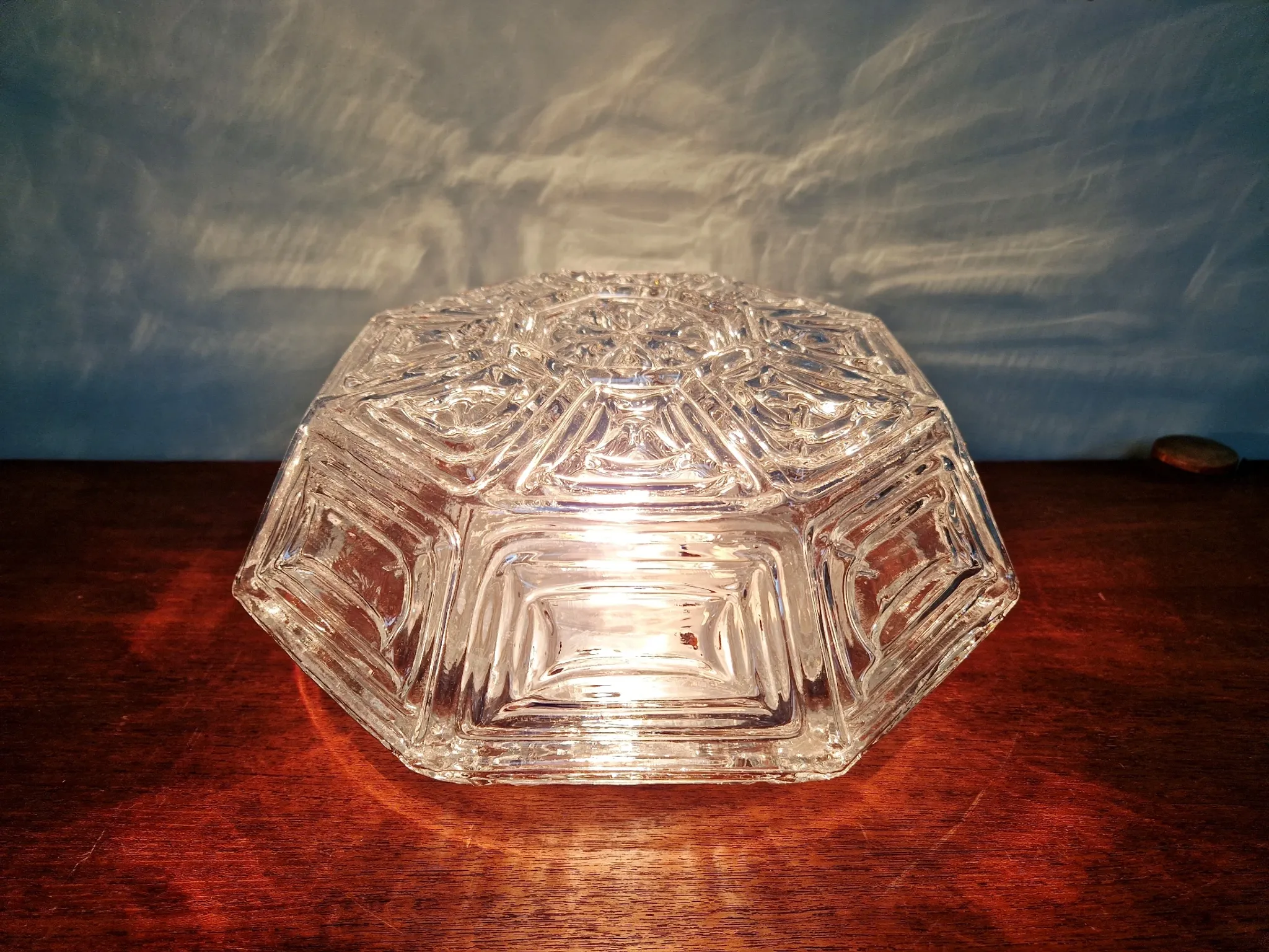 Vintage textured glass ceiling light, geometric patterns, Wila, 1970.