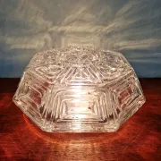 Vintage textured glass ceiling light, geometric patterns, Wila, 1970.