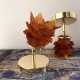 Pair of amber tulip wall sconces