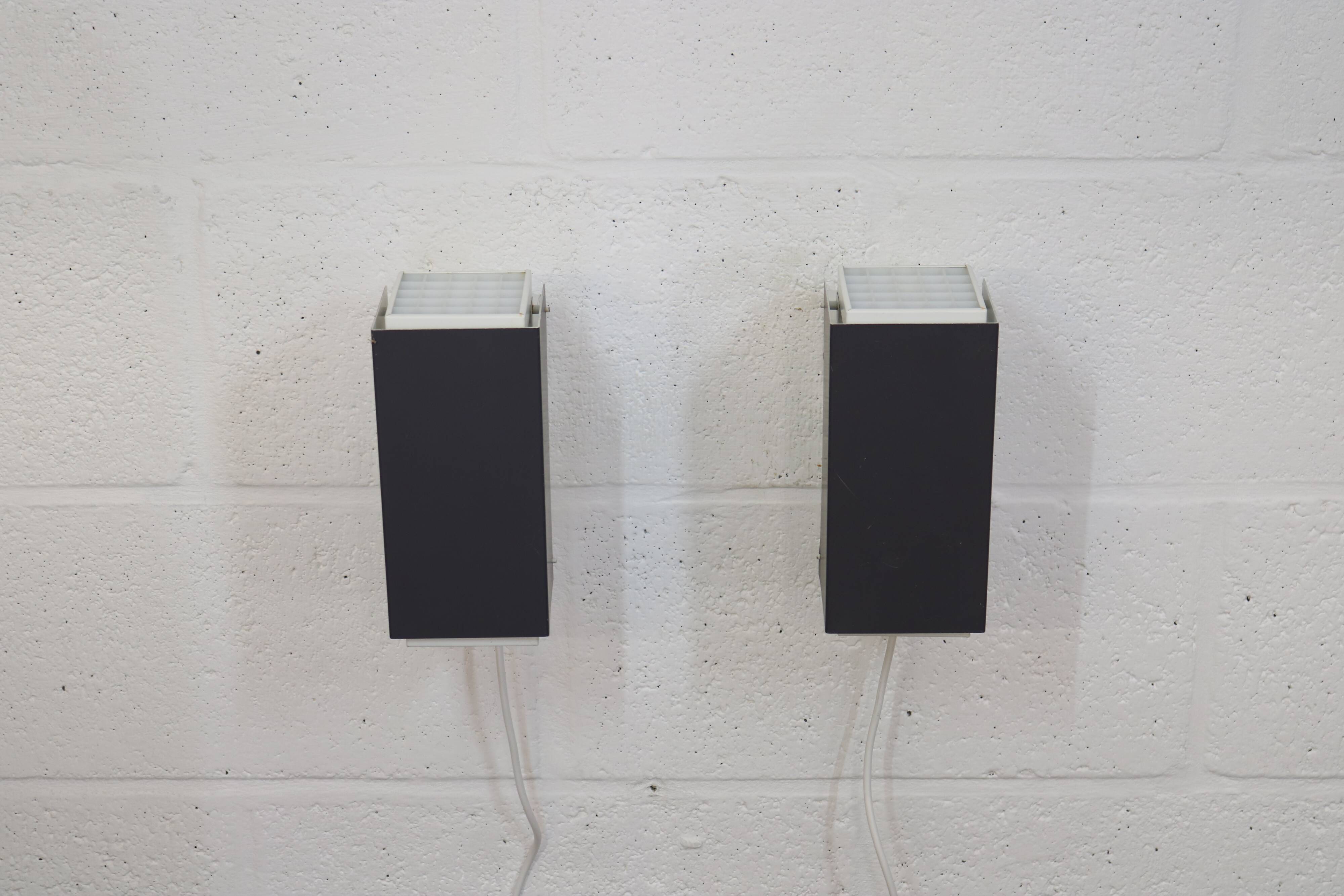 Pair of grey and white wall sconces by Preben Dahl for H. F. Belysning, 1960s