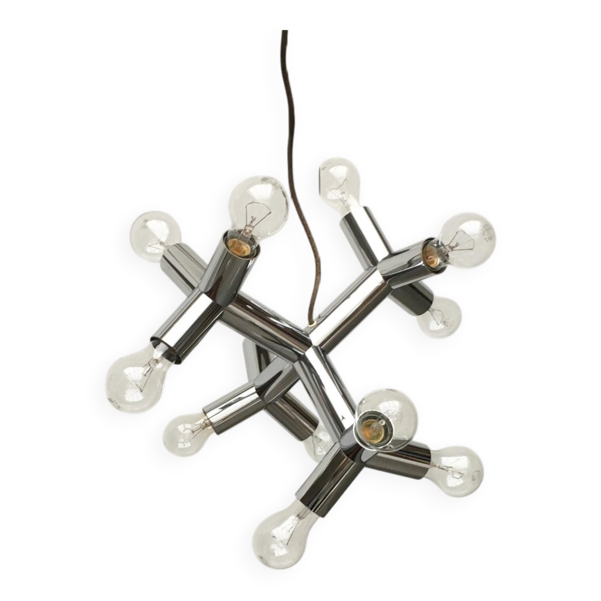 Atomic 12 HL suspension light in Espace style, mid-20th century, Austrian, by J.T. Kalmar, 1960s.