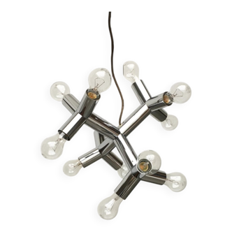 Atomic 12 HL suspension light in Espace style, mid-20th century, Austrian, by J.T. Kalmar, 1960s.