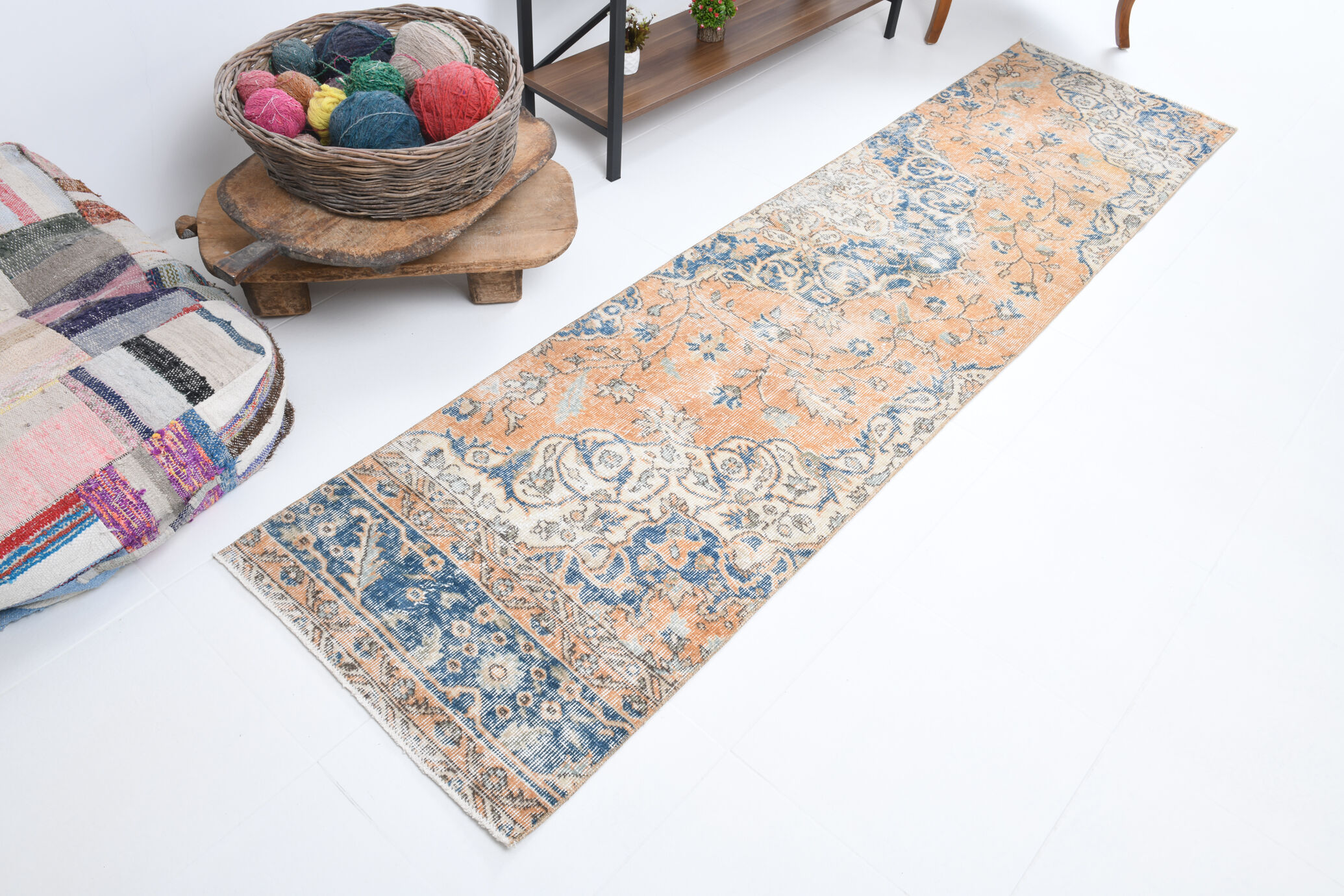 Rustic turkish runner rug 271x70cm