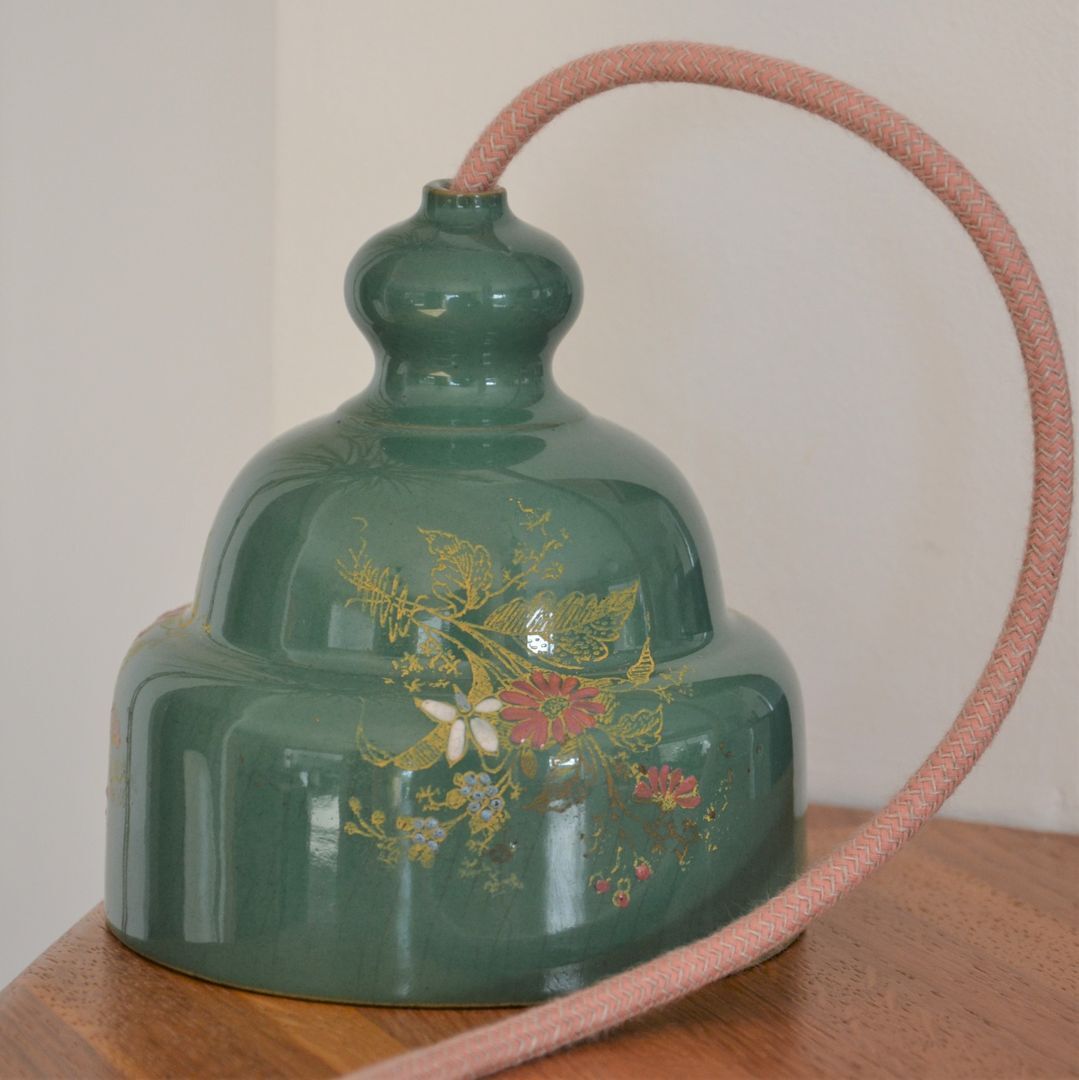 Green ceramic hanging lamp