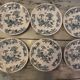 6 flat plates earthenware of longwy fimes blue decoration flowers and butterflies