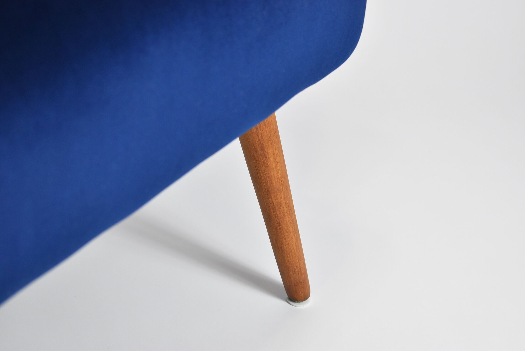 Vintage armchair 60s, DDR, renovation, velvet, houndstooth, blue