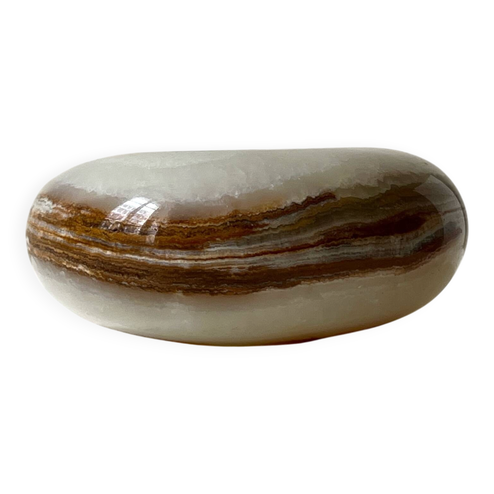 Grand vide poche / cendrier rond en albatre beige