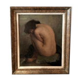 Nude signed Fougerat, oil on panel, 20th century
