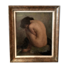 Nude signed Fougerat, oil on panel, 20th century