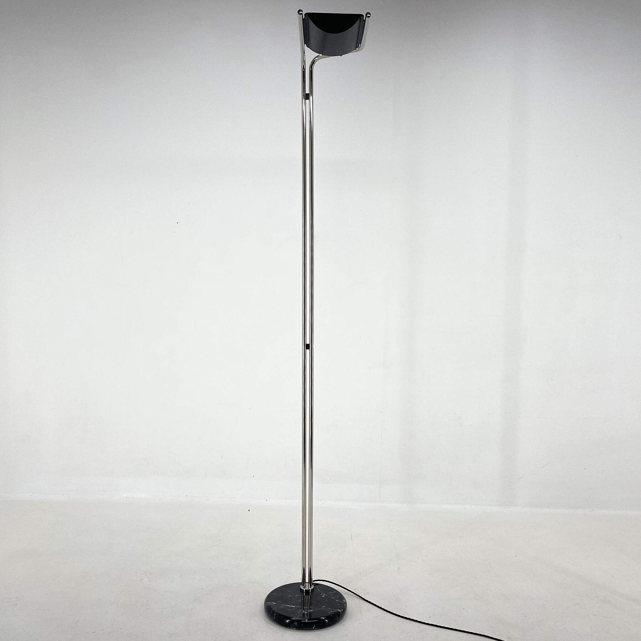 1970's Chrome & Marble Floor Lamp by Bruno Gecchelin for Guzzini, Italy