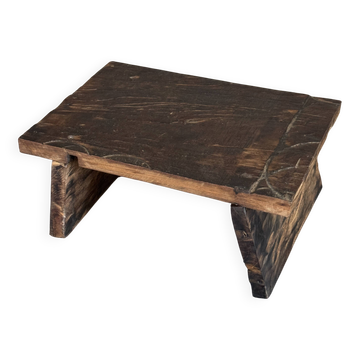 Tabouret d'appoint en teck upcyclé foncé