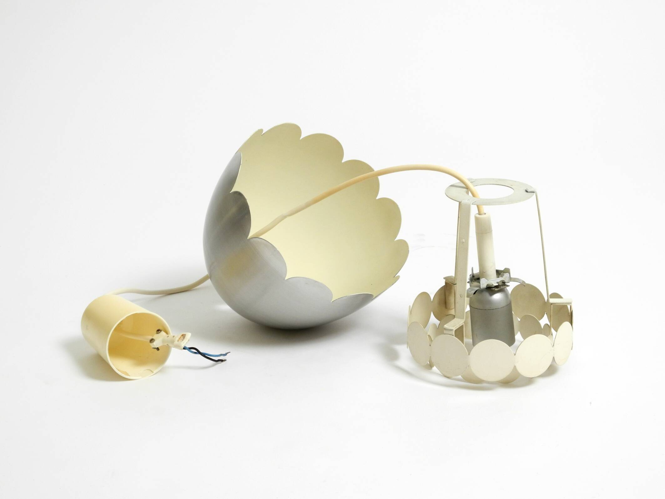 Small 1960s Space Age pendant lamp by Doria made of aluminum and metal