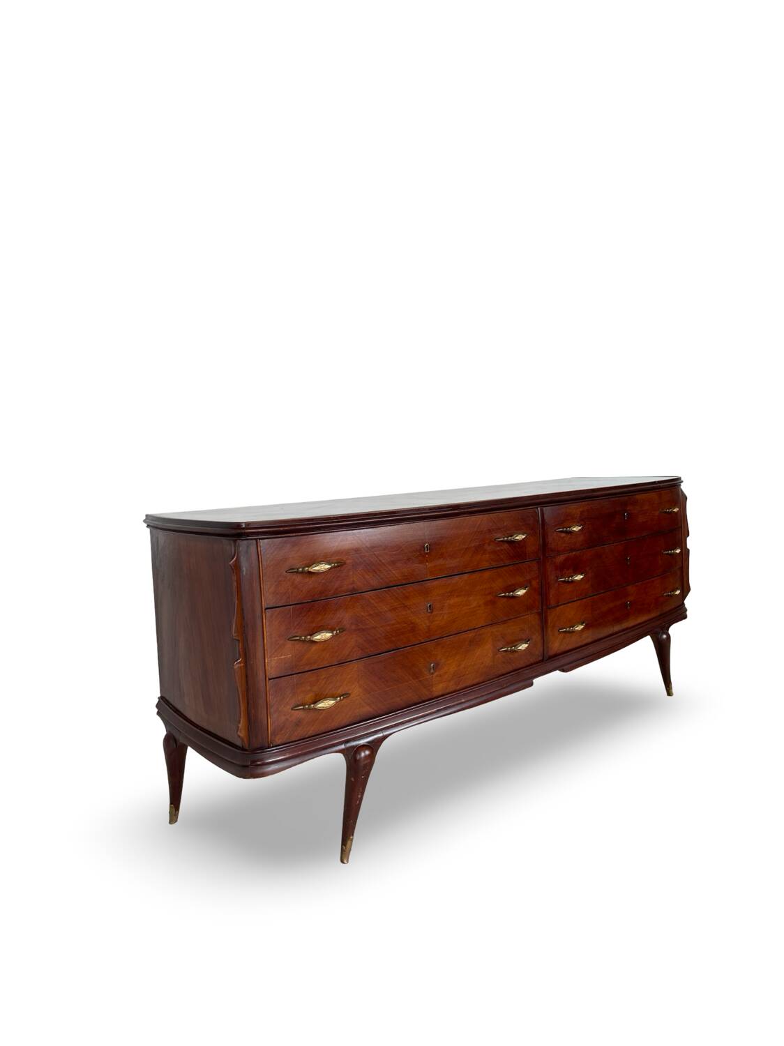 Commode en placage de palissandre avec plateau en onyx vert