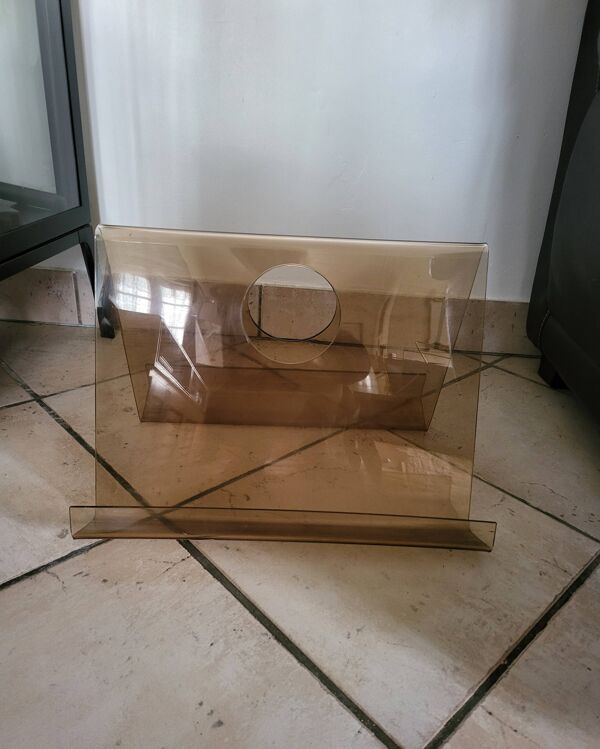 Porte revue en plexiglas fumé vintage porte journaux Année 70