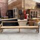 Pair of benches with backs from the early 20th century.