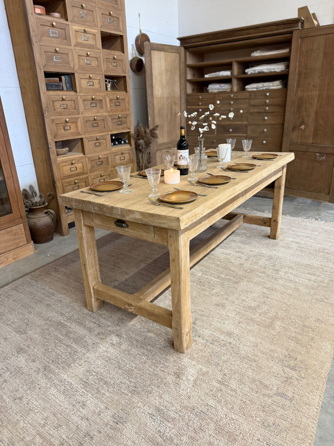 Table de ferme en chêne massif