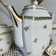 Three-piece tea or coffee service in Limoges porcelain by Singer, years.