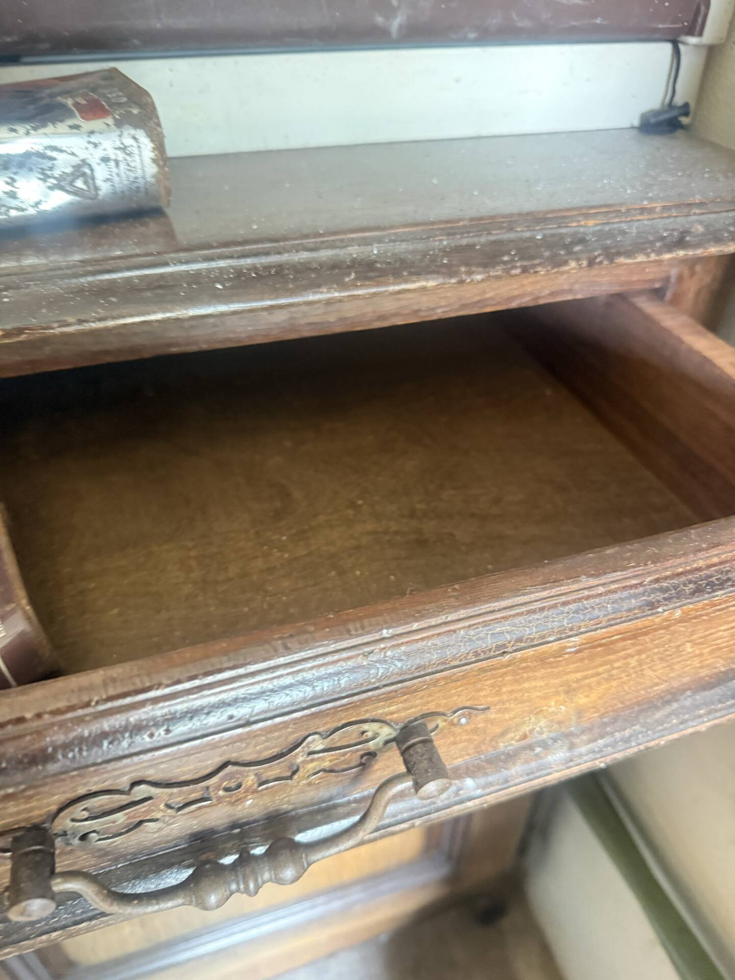 Standing man & solid oak jam cabinet – Antique furniture