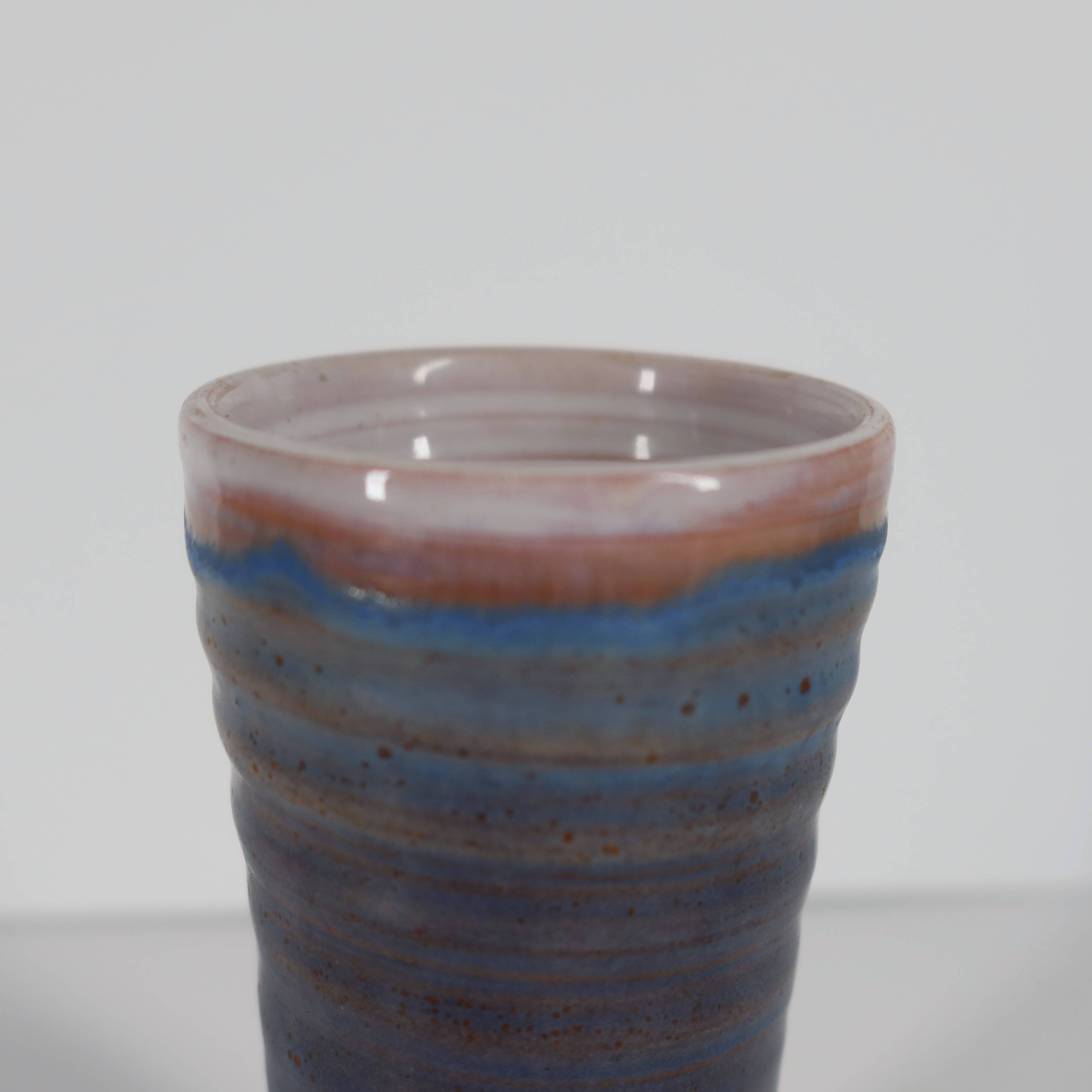 Ludovic handcrafted vase in blue glazed ceramic, 1970