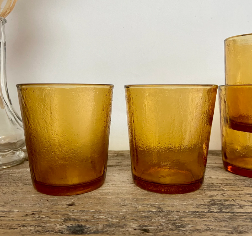 Lot de 6 verres ambrés Lever vintage