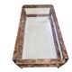 1980s coffee table in metal with walnut burl veneer.