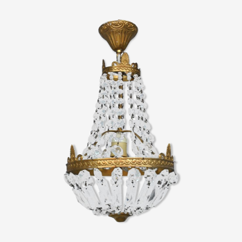 Bronze basket chandelier gold pendants