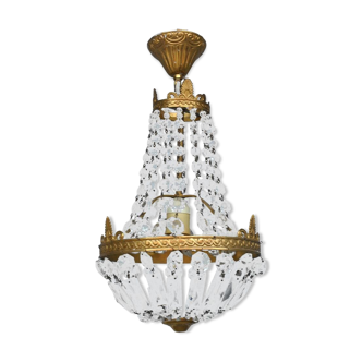Bronze basket chandelier gold pendants